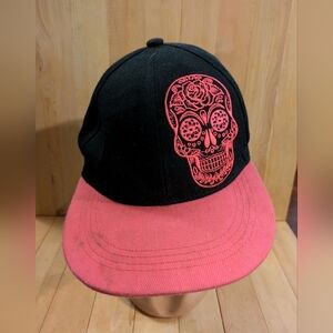 Six Flags Black and Pink Skull  Cap